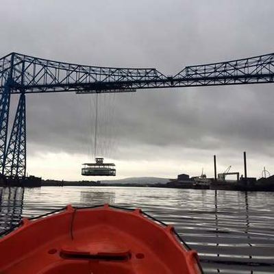 Steel bridge viewed from the bow of the boat